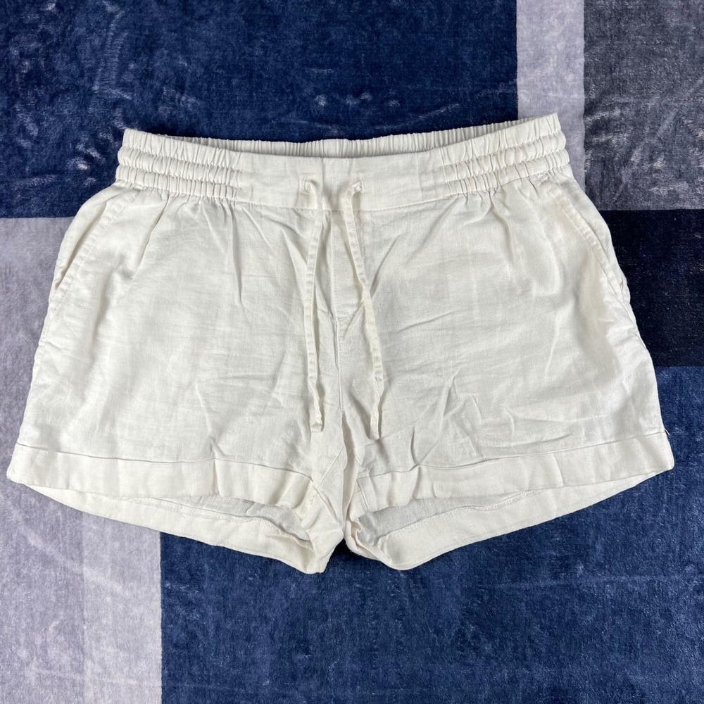 Old Navy Womens Medium White Linen Blend Drawstring Shorts